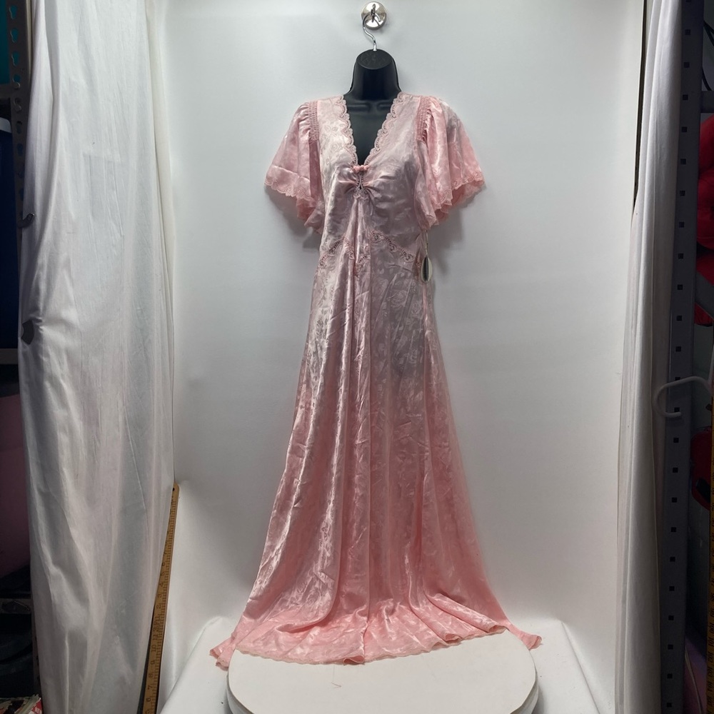 New old stock vintage satin nightgown lace #p5